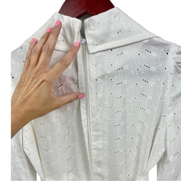 RARE! NEW Vintage 70s DEADSTOCK White Eyelet Cottagecore Maxi Dress Size XS/ 5.5 - Picture 9 of 12